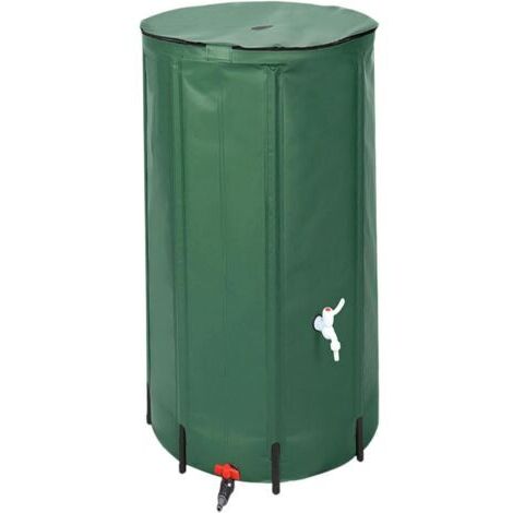 Baril de Pluie Pliable Vert, Réservoir d'eau Pratique pour Remplir et Verser l'eau, Système de Collecte d'eau de Pluie, 100l