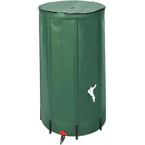 Baril de Pluie Pliable Vert, Réservoir d'eau Pratique pour Remplir et Verser l'eau, Système de Collecte d'eau de Pluie, 100l