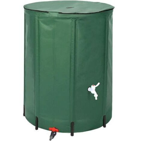 Baril de Pluie Pliable Vert, Réservoir d'eau Pratique pour Remplir et Verser l'eau, Système de Collecte d'eau de Pluie, 200l