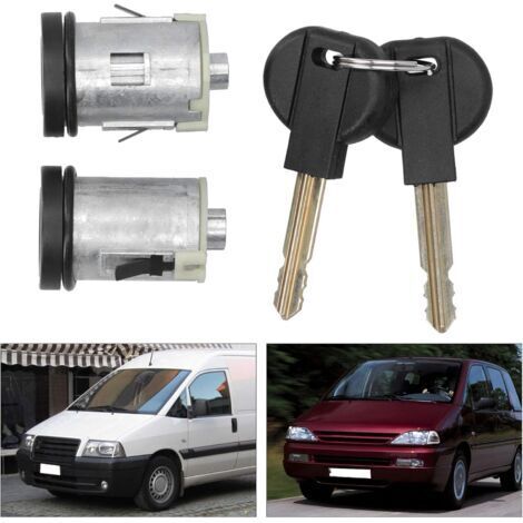 Baril de serrure, barillet de serrure de porte avec 2 clés pièces de rechange en alliage d'aluminium pour Peugeot Expert/806