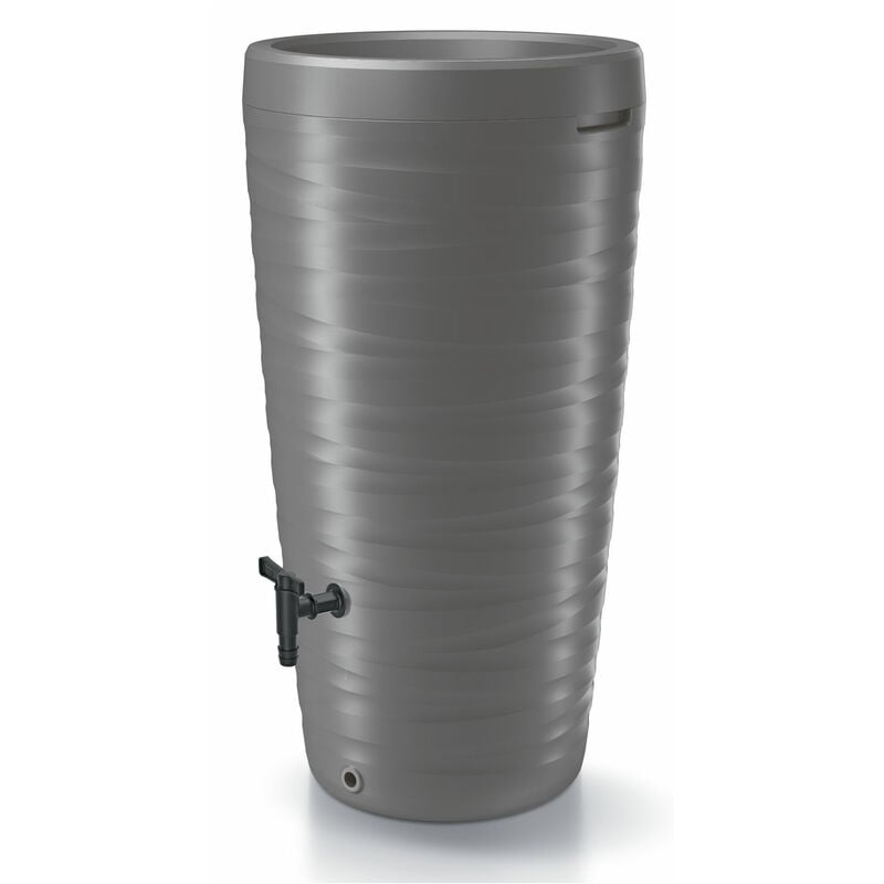Spetebo - Baril d'eau maze 240 litres avec robinet et jardinière - gris