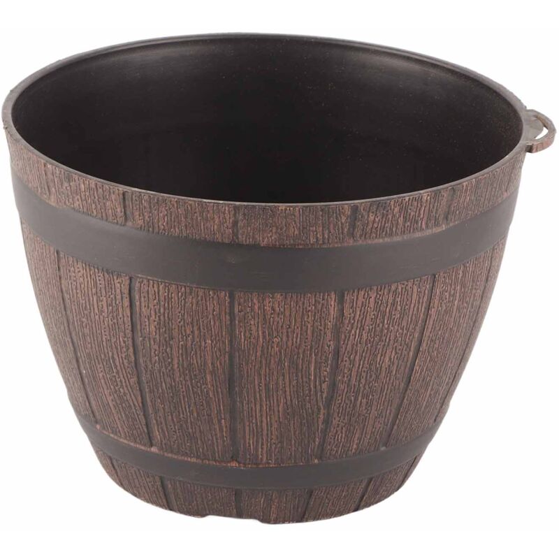Jeffergarden Baril en bois d'imitation Pot de fleur en résine pp Baril de plantation en bois imité