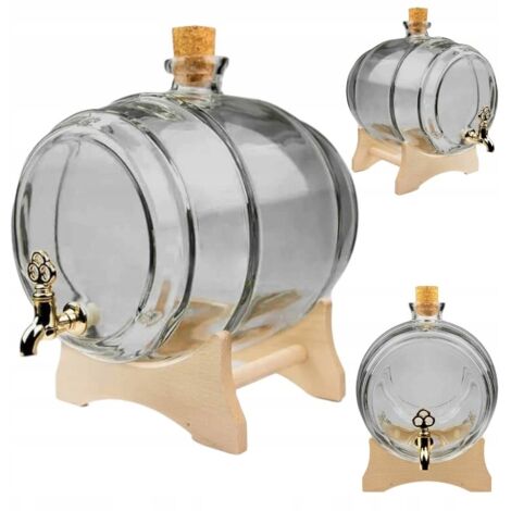 BARILE IN VETRO 5L GRIGIO barile con rubinetto regalo di Natale