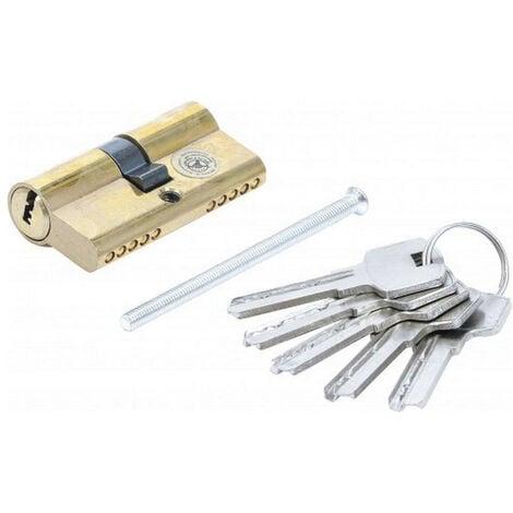 BGS TECHNIC Barillet 30/30 mm cylindre de serrure 60 mm en laiton avec 5 cles