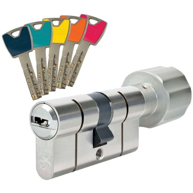 Cylindre à bouton P12RPS 30boutonx30 alu avec 5 clés couleurs réversibles Abus