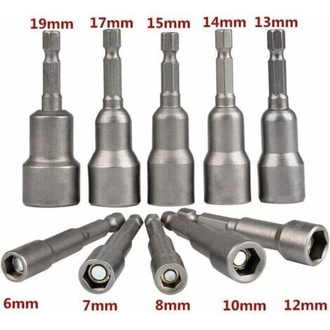 BARKBUSTERS 10 Pièces Douille Magnétique Visseuse: Embout Aimanté pour Visseuse à Choc 6-19mm 1, 4\