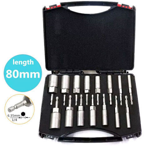 BARKBUSTERS  15 Pièces Douille Visseuse a Choc 5.5-19mm Douille Hexagonale Profondeur D'usinage 34mm pour Visseus Électrique Tournevis Manchon Clé