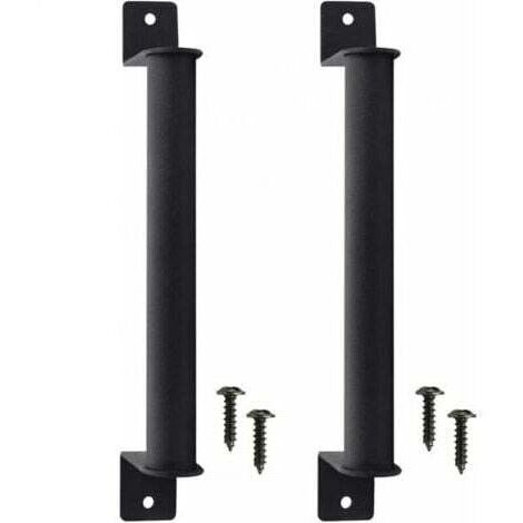 BARKBUSTERS  2 Pcs Poignée de Porte de Grange en Acier Carbone Durable Porte Style Grange Rétro Poignée de Porte Coulissante Anti-corrosion avec Vis pour Portes de Grange Coulissantes Placard - Noir