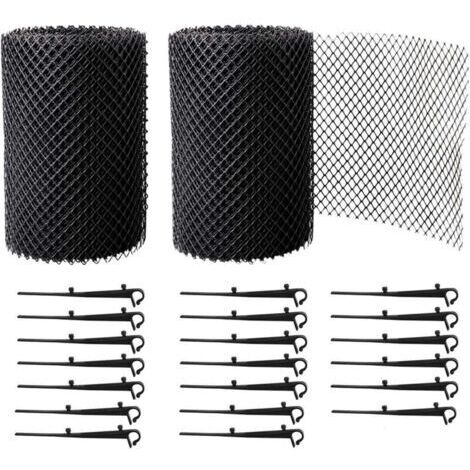 BARKBUSTERS 2 Rouleaux Grilles de Protection de Gouttière durable en PP, Protège Toiture et Protection contre Feuille + PLUS 20 Crochets de fixation+18cm de largeur+16m de longeur