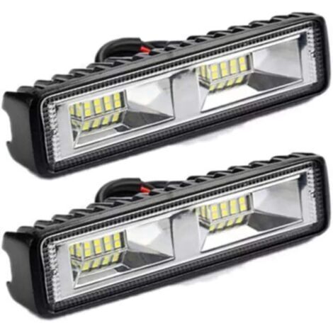 BARKBUSTERS 2 x phare de travail LED 12V 24V Feu de Travail 16 LED 48W, Lumières de travail hors route profondeur étanche IP67 pour tracteur de moto voiture camions ATV SUV (48W)