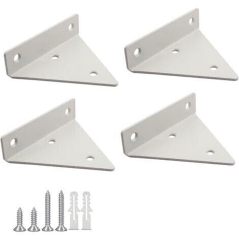 BARKBUSTERS 4 Pièces Supports à Tablettes Flottantes Support D'étagère en Triangle en Métal Flottant Equerre Etagere Mural Dissimulés Avec vis pour Déco Salon, Chambre, Salle de Bain - Blanc