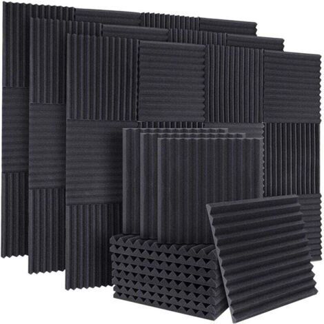 BARKBUSTERS 50 PièCes Panneaux Insonorisants en Mousse InsonoriséE Acoustique D'Isolation Phonique Cale pour Murs de Studio Plafond, 1X12X12 Pouces