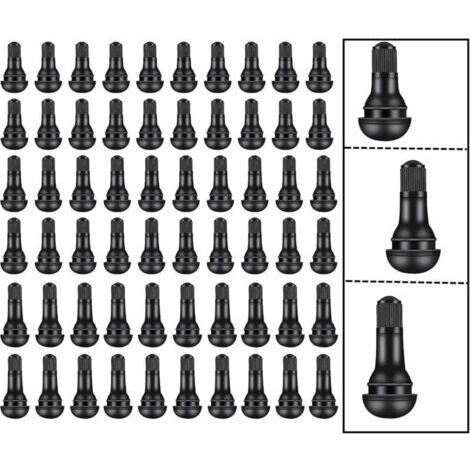 BARKBUSTERS 60 pièces Valve de Pneu, Voiture Pneu Tubeless Valve Bouchon, Valves Tubeless pour Pneus de Voiture, TR412/TR413/TR414 Valves en Caoutchouc de Voiture à Encliqueter, Noir