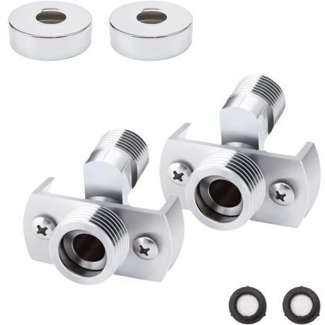 BARKBUSTERS Adaptateur de robinet de douche réglable en laiton en forme de S (2 pièces), mitigeur rotatif décalé de 1/2\