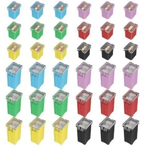 BARKBUSTERS Assortiment de 36 fusibles pour automobiles, standard et bas profil (20 A, 30 A, 40 A, 50 A, 60 A, 80 A) pour camionnettes Ford, Chevrolet, GM, Nissan et Toyota, voitures, SUV