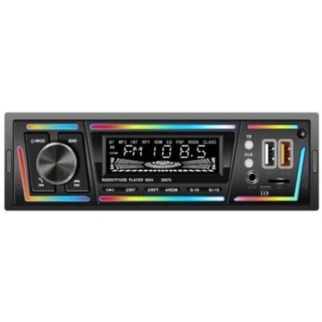 BARKBUSTERS Autoradio Bluetooth avec RDS, port de chargement USB-C, mode lecteur multi-lumière, FM/AM, autoradio 1 DIN avec 2 ports USB/MP3/AUX/carte SD/réglages audio DSP/égaliseur