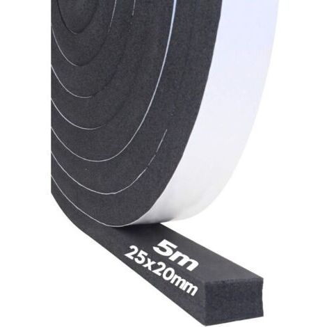 BARKBUSTERS Bande d'étanchéité autocollante en mousse 25 mm (l) x 20 mm (H), caoutchouc mousse autocollant pour porte fenêtre, résistant aux intempéries, anti-collision, isolation acoustique, longueur