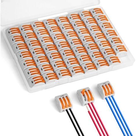 BARKBUSTERS Bornes de Connexion, 55PCS 3 Entrées Connecteur Électriques Rapide de Fil, Électrique Connecteurs D'épissag Automatique à Levier-écrou pour Circuit en Ligne 28-12 AWG, PA/PC Ignifuge