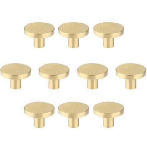 BARKBUSTERS  Boutons de meubles en laiton brossé, boutons de tiroir de commode dorés pour placards, couloirs, salles de bains et cuisines, paquet de 10 (champignon de 30 mm)