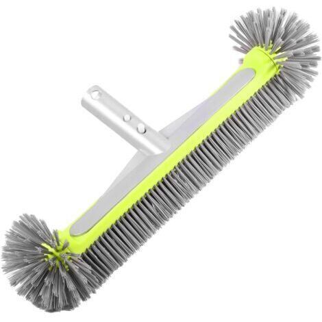 BARKBUSTERS Brosse professionnelle robuste pour murs et carrelages de piscine, tête de brosse ronde de 44,5 cm avec manche en aluminium robuste, poils en nylon de qualité supérieure avec clip EZ