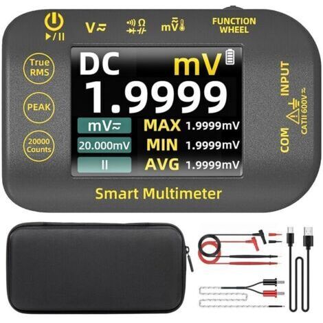BARKBUSTERS BSIDE Mini Multimètre Numérique de Poche 20000 Comptes Multimètre de Précision TRMS 1000V avec Écran Couleur et Support, S40 Testeur Électrique Rechargeable pour Photovoltaïque Millivolt A
