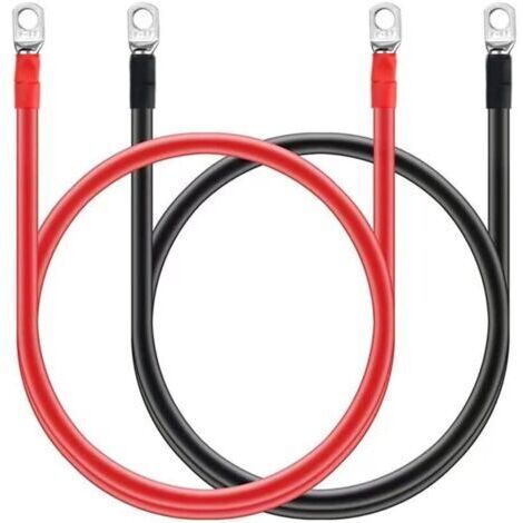 BARKBUSTERS Câble de Batterie,100cm Câbles D'onduleur de Batterie, Câble de Batterie Automatique 16mm² 5AWG 12V avec Cosses à Anneau Fil de Cuivre pour Camion,Auto, Moto, Camping-Car,Marine, Solaire