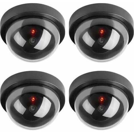 BARKBUSTERS Caméras factices, fausse caméra dôme de sécurité CCTV avec lumière LED clignotante pour entreprise, magasin, maison, intérieur et extérieur (lot de 4)
