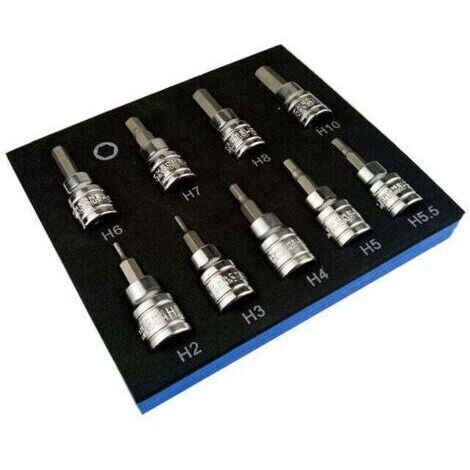 BARKBUSTERS Coffret cliquet et douilles Jeu de 9 douilles hexagonales pour clé Allen métrique 3/8\