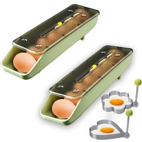 BARKBUSTERS conteneur d'oeufs réfrigérateur pack de 2, porte - oeufs réfrigérateur, bac de rangement d'oeufs, rangement d'oeufs réglable et peu encombrant (vert, pack de 2)