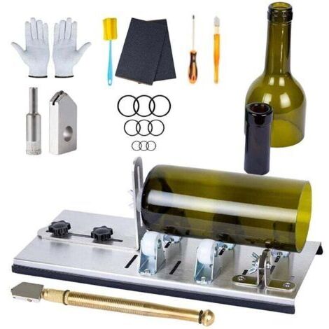 BARKBUSTERS Coupe bouteille en verre , Kit de coupe pour bouteille en verre réglable Outil , Ensemble De Machine De Découpe En Acier Inoxydable Pour Vin Bière Alcool Whisky Alcool Champagne Bouteilles