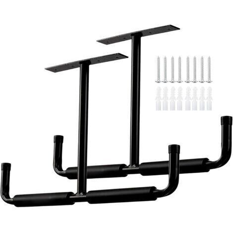 BARKBUSTERS Crochets de rangement pour garage, fixation au plafond, crochets utilitaires robustes, support d'échelle, pour suspendre tuyaux, bois et autres objets encombrants (lot de 2, noir)