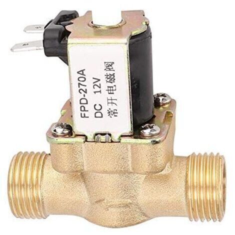 BARKBUSTERS  Électrovanne d'entrée d'eau en laiton normalement ouverte G1/2 pouce pour électrovanne, milieu applicable pour l'eau, la température de fonctionnement est de 0 à 85 °C. (CC 12 V)