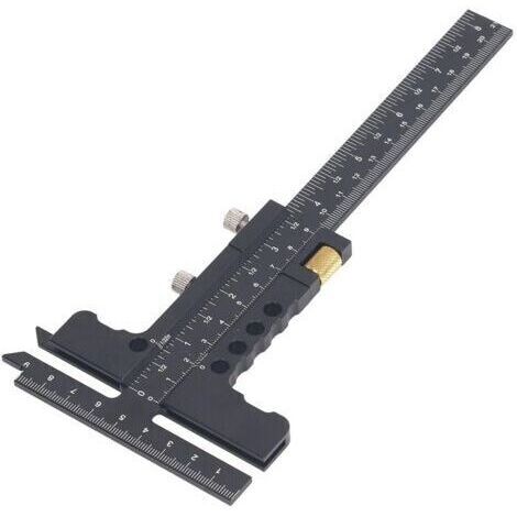 BARKBUSTERS Équerre en T pour le travail du bois, outil de mesure de précision, plage de mesure de 0 à 100 mm à 0 à 210 mm, pied à coulisse en alliage d'aluminium pour projets de menuiserie