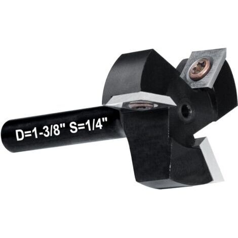 BARKBUSTERS Fraise à Surfacer Tige 1/4'' Défonceuse, Fraise de Rabotage avec Diamètre de Coupe de 1-3/8'', Fraise a Raboter cmt avec 3 Lames, Fraise CNC pour bois réversible