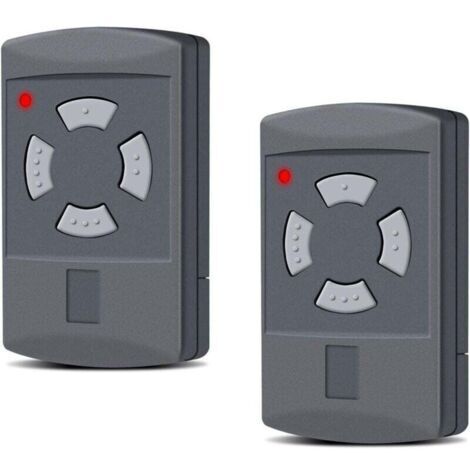 BARKBUSTERS Hörmann - Lot de 2 émetteurs manuels de rechange pour porte de garage Hörmann - 40,685 MHz - 4 canaux - Compatible avec HS2-40, HS4-40, HSE2-40, HSE4-40, HSM2-40, HSM4-40, bouton gris
