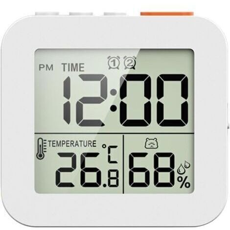 BARKBUSTERS Horloge de salle de bain numérique, minuterie de douche, hygromètre, thermomètre, horloge murale, minuterie de douche étanche, blanc