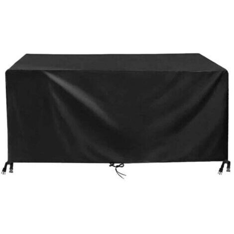 BARKBUSTERS Housse Table de Jardin 150x90x75cm Noir 420D Tissu， Oxford Impermable Rsistance Anti-UV Bache Table ，De Jardin Housses de Protection pour mobilier de Jardin avec Corde et Boucle de Verroui