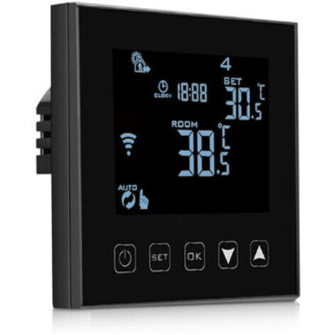 BARKBUSTERS Intelligent Thermostat WiFi Connecté pour Chaudiere gaz/Eau 90-240v,Thermostat de chaudière Programmable Noir