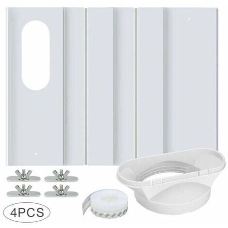 BARKBUSTERS  Kit de Fenêtre pour Climatiseur Portable, avec Coupleur Universel Panneau en PVC Renforcé Réglable Joint de Fenêtre Kit d'Aération de Fenêtre AC pour Coulissante pour 10cm Tuyau d'Échappe