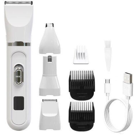 BARKBUSTERS Kit de toilettage 4 en 1 pour chiens, tondeuse silencieuse pour pattes, tondeuse sans fil pour petits chiens, tondeuse électrique pour petits chiens