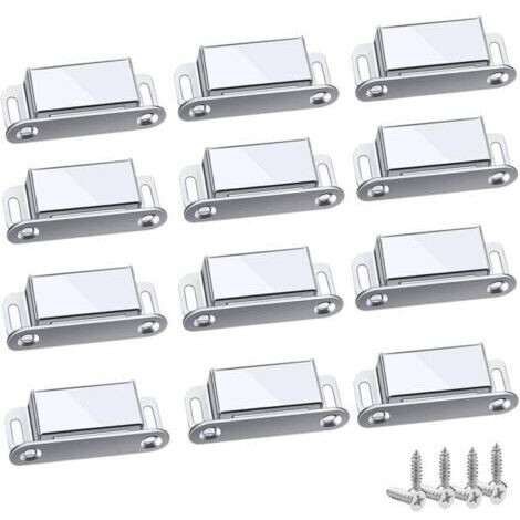 BARKBUSTERS Loquet Magnetique, 12 Pièces Aimants loqueteaux magnétiques Placard Aimant Puissant Robuste Jusqu'à 6kg, Pour Tiroirs Porte de Douche Aimanté Armoire Placard, Cabinet, Meubles (45mm-12pc)-