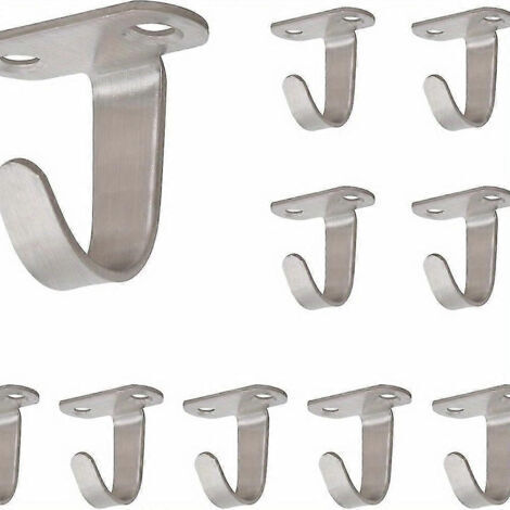 BARKBUSTERS Lot de 10 crochets de plafond à visser en acier inoxydable, crochets pour serviettes/peignoirs sous étagère, cintres robustes pour salle de bain, armoire ou garage.