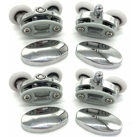 BARKBUSTERS Lot de 4 roulettes de porte de douche - À deux roues - Ovales - En forme de papillon (23mm)