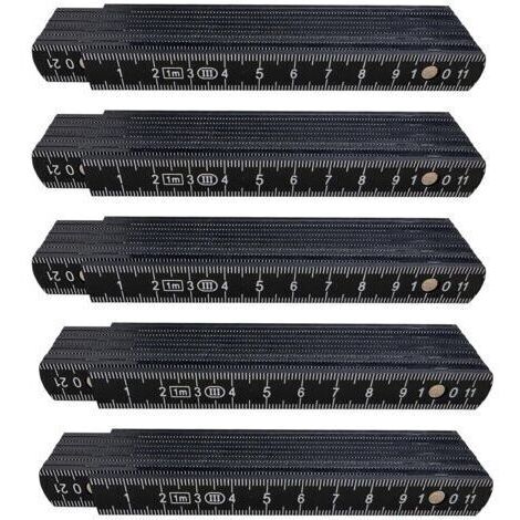 BARKBUSTERS Lot de 5 règles pliables en plastique, 1 m de long, incassables, noires, idéales pour le bricolage, la maison, les loisirs et l'atelier.