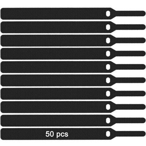 BARKBUSTERS Lot de 50 Attaches Câbles, Serres-Câble,Ties Straps Réutilisables Réglable Noir 10mm x120mm