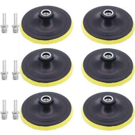 BARKBUSTERS  Lot de 6 Plateaux de Ponçage 150mm Disques Abrasifs Assiette de Ponçage avec Filetage M14 Fermeture Auto-agrippante Plaque de Support de Ponçage Polissage pour Perceuse Meuleuse d'angle