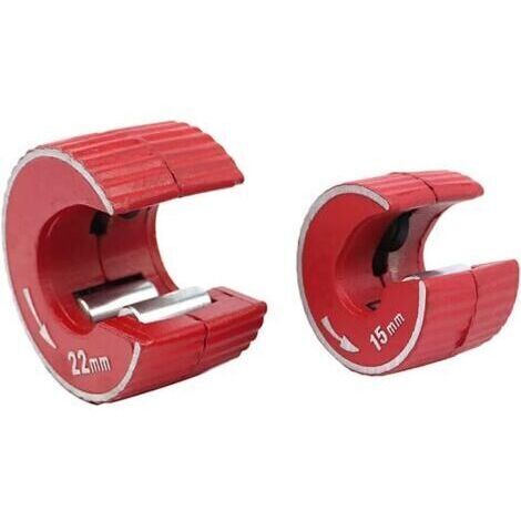 BARKBUSTERS Mini coupe-tube rond en alliage de zinc, outil de coupe pour tuyaux de plomberie, en aluminium, cuivre et PVC, rouge, 15 mm + 22 mm