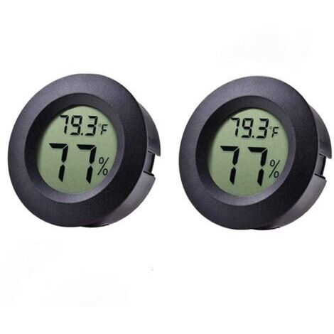 BARKBUSTERS Mini Thermomètres Hygromètres Lot de 2 pour Réfrigérateur Congélateur Hygromètre électronique Thermomètre Intérieur Intégré Détecteur Température D'humidité UD01 Noir