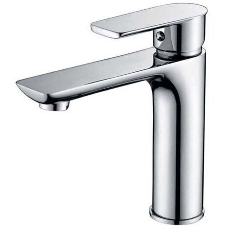 BARKBUSTERS Mitigeur Lavabo Robinet de Salle de Bains avec Poignée Carrée en Laiton Mélangeur de Lavabo Froid et Chaud avec Levier Unique,Argent(Pas de tuyau)