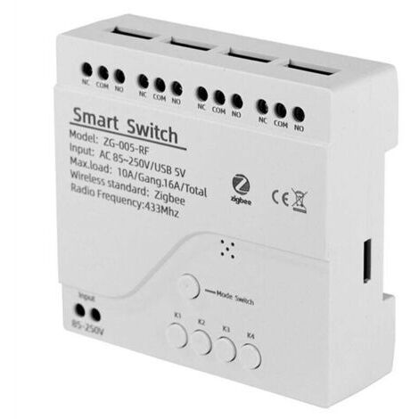 BARKBUSTERS  Module Commutation Intelligent Zigbee 4 Canaux RF433 Domotique Relais Sans Fil Commande Vocale